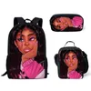 School Backpack For Kids Black Art African Girl Printing 3pcs/set Bags Children Primary Book Bag 2021