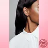 Pendientes de tuerca de aro redondos para mujer, aretes de plata de ley 925 con margaritas pavimentadas, luna y estrella, regalo de joyería