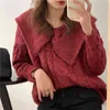 Korean Bow Vintage Lady High Street All Match Lazy Style Chic Casual Solid Sweet Soft Loose Sweaters 210525