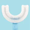 Bebê escova de dentes crianças 360 graus em forma de u forma escovas de dentes mordedores silicone macio bebês escova crianças dentes cuidados orais limpeza 7486749