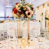結婚式のテーブルの中心的なイベントパーティー1432のための結婚式の装飾金の金属の花のスタンド列1432