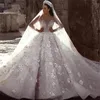 Arabo di lusso 2021 Abiti da sposa con perline Abiti da sposa con treno staccabile Scollo a V Sposa senza schienale Taglie forti robes de mari￩e