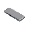 6 in 1 in 1 듀얼 USB 유형 C 허브 어댑터 동글 지원 USB 3.0 빠른 충전 PD Thunderbolt 3 SD TF 카드 독자 MACBOOK2200