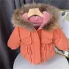 Jaquetas meninas meninos casaco de casaco mais veludo engrossar 2021 laranja quente inverno overcoat de alta qualidade esporte algodão crianças roupas infantis