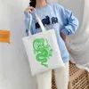 Dragon Printing Holvas Bag Shopper Harajuku Большая емкость Панк Готический стиль Женщины S Классический Винтаж Сумка для плеча