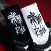 Erkekler Çorap Yenilik Erkek Rhode Hindistan Cevizi Ağaçları Beyaz Siyah Spor Çorap Mektup Pamuk Çorap Sıradan Serin Sheer Çorap X0710