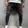 2021 New Men's Slim-Fit Ripped Jeans Men's Painted Jeans Patch Beggar Pants Jumbo Men's Hip Hop Pants Skinny Jeans Pencil Pants X0621