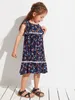 Toddler Girls Butterfly Sleeve Lace Tape Allover Floral Dress SHE