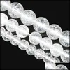 Other Loose Beads Jewelry Natural Stone White Glass Cracked Charm Round For Making Needlework Diy Strand 4/6/8/10/12 Mm Drop Delivery 2021 1