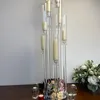 Venta al por mayor decoración de la boda 8 brazos centros de mesa pilares acrílico transparente cilindro candelabros de cristal senyu687