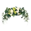 Decoración de fiestas Peony artificial Flor Swag, guirnalda de eucalipto para la silla de la mesa del espejo de la boda de la puerta