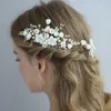 Ins sälja känslig porslin blomma bröllop hår smycken keramiska blommiga brudkamma pins handgjorda kvinnor prom huvudstycke 210707