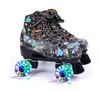 Volwassen Inline Roller Skates Kunstleer Dubbele Lijn Dames Heren Twee Skate Schoenen Patines met Wit PU Flash Skate Shoe