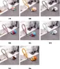 26 Colors Double Color Leather Braided Bell Keychain Rope Woven Cord Car Holder Pendant DIY Accessories