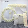 JAROWN人工ローズ牡丹ユーカリの白い絹の花の列の結婚式のパーティー家の装飾テーブルの中心的な花のコーナーの花210624