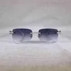 Lunettes de soleil sans monture en strass antiques hommes corne de buffle naturelle bois de paon lunettes carrées femmes pour nuances extérieures Oculos français