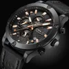 Mode Sport Crrju Watch Men Quartz Clock Mens Klockor Top Brand Luxury Gold Vattentät Läder Casual Watch Relogio Masculino 210517