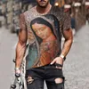 Mäns Vintage Oversized Short Sleeve T-shirts Sommar mode harajuku Etnisk stil 3D-tryck O Collared Grafisk T-shirt 210707