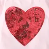 Valentine's Day Spring and Autumn Kids Girls Clothing Set Flare Sleeve Top + Pants Two-piece Love Heart Pattern outfit M3991
