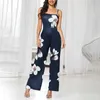 Kobiety Moda Elegancka Partyweear Kombinezony Formalne Party Romper Floral Print Wide-nogi Spaghetti Pasek Kombinezon 210716