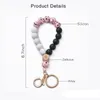 Key Ring Food Grade Silicone Bead Bracelet Party Favor Wooden Beads Wrist Keychain Pendant Prevent Missing Bracelets