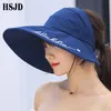 Summer Womens Letter Sun Hat Large Wide Brim Anti-UV Beach Hats Casual Fashion Adjustable Vacant Roof Sunhat Delm22