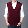 Autum модный бренд вязаный свитер жилет кардиган мужские V шеи корейский высококачественный крутой шерстяной повседневная зимняя мужская одежда 211018