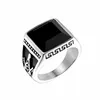 Stainless steel men's solid rings inlaid black onyx Masonic Freemasonry symbol wholesale masonic items