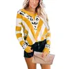 Fashion Ladies Long Sleeve T-shirt Spring V-Neck Leopard Striped Printed Tops 5XL Plus Size Loose Casual T Shirt Women 210526