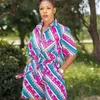 Женщины напечатаны с короткими рукавами Блузка две части набор с шортами упругих летних модных костюмов праздник женский случайные африканские дамы 210416