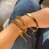 4pcs Punk Curb Cuban Charm Chain Set für Frauen Miami Boho Dicke Goldfarbe Armbänder Armreifen Mode Schmuck1340843