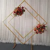 Décoration de fête en métal arc de mariage support géométrique or fleur cadre Floral fond ballon Kit diamant Backdrop329a