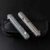 2 stilar Flipper Folding Kniv D2 Drop Point Stone Wash Blade TC4 Titan Alloy Handtag Utomhus EDC Pocket Knives H5374