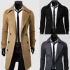 Mannen Winter Warm Trouch Coat Double Breasted Long Jacket Top Dress Shirt Overjas 210819