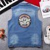 Stor storlek 7XL 8XL Patch Designs Mäns Denim Vest Light Blue Fashion Loose Waistcoat Ytterkläder Casual Ärmlös Jacka Fet Jeans Tops