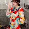 Korean Spring Women letter Printed Colorful Blazer Elegant Ladies Chic Streetwear Hip Hop Sport Coat Suit Jackets 210519