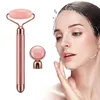 2 em 1 Electric Jade Roller Vibrating Face Massager Rose Quartz Beauty Bar Beleza Anti Aging Apertar ferramentas de cuidados com a pele facial