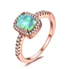 Anneaux de mariage Géométrique Carré Pierre Bague de Fiançailles Simple Mode Blanc Bleu Vert Opale Vintage Rose Or Couleur Pour Women4185659