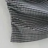 여성 Houndstooth Pleated 미니 드레스 여성 3 분기 소매 옷 캐주얼 느슨한 Vestido D6909 210430