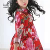 Retail 3-10 år Barnens tjej Långärmad bomullsfront spänne Cheongsam Spring Fall Höst Q0716