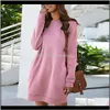 Kleding Apparel Drop Levering 2021 Winter Womens Sweatshirts Effen Kleur Lange Mouw Persoonlijkheid Losse Jurk Jurken voor Dames Casual Robe F