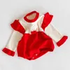 Bebê nascido bebê meninas cherry malhas macacões mola outono outono crianças menina manga comprida roupas 210429