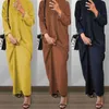 Zanzea mulheres vintage manga comprida maciça Maxi vestido casual kaftan vestido robe dubai abaya peru hijab muçulmano y0823