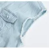 Hommes gilets 2021 vente été coréen bleu pâle léger léger mince Denim gilet mince sans manches décontracté coton chemise débardeur