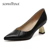 SOPHITINA couleur Pure femmes talons hauts perle talon plissé chaussures pointues bouche peu profonde chaussures de rencontres femmes pompes arrivée AO626 210513