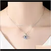 Ciondoli Gioielli di lusso Blu Cubic Zirconia Collana malocchio per le donne placcato Sier Oro cristallo strass ciondolo collo4643127