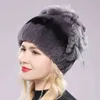 Cappello invernale in pelliccia per donna 100% vero coniglio Rex Caps Lady Warm Headwear Women's 211119