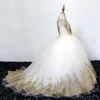 2021 Gold Flower Girl Sukienki na ślub Spaghetti Koronki Długie Spódnice Ogon Dziewczyny Korowód Dress A Linia Dzieci Urodziny Suknie Szaty De Fête