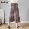 Jesień Zima Plisowana Spódnica Kobiety Aksamitne Ciepłe Patchwork Wysoka Talia Maxi Długie Moda Vintage Chic Casual Damska 210506