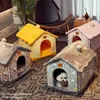 Casa dobrável Cão Kenn Cama Esteira Para Pequenos Cães Médios Gatos Inverno Quente Chihuahua Cat Nest Products Pet Pet Puppy Caverna Sofá 210915